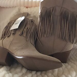 Fringe Tan Ankle Boots